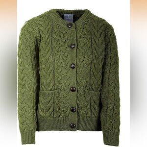 Aran Woollen Mills Cardigan Sweater Lumber Jacket Irish Women Made in Ireland